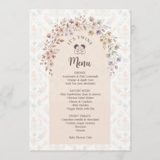 Grillige Tweeling Baby Shower Pastel Bloem LPM26 Menu