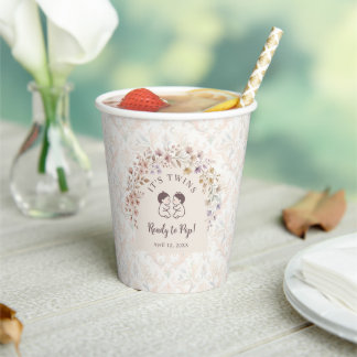 Grillige Tweeling Baby Shower Pastel Bloem LPM26 Papieren Bekers