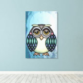 grillige uil canvas afdruk (Insitu (Houten vloer))