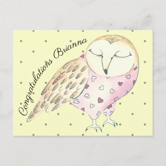 Grillige Uil Gepersonaliseerd Briefkaart (Voorkant)