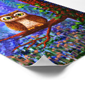 Grillige Uil Kunst Bos Maan Creationarts Poster (Hoek)
