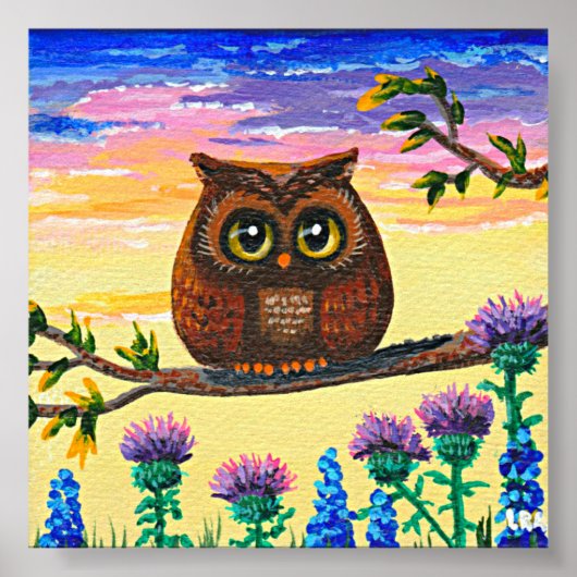Grillige Uil Kunst Kunst Bos Creationarts Poster (Voorkant)