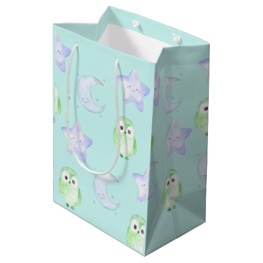 grillige uil medium cadeauzakje (Achterkant Gekanteld)