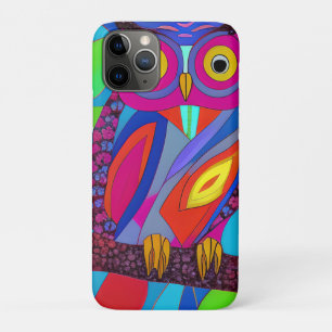 Grillige Uil met Kleurrijke Veren Case-Mate iPhone Case