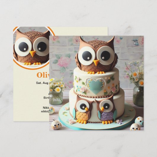 GRILLIGE UIL THEMA VERJAARDAGSTAART KAART (Voorkant / Achterkant)