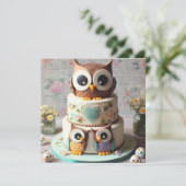 GRILLIGE UIL THEMA VERJAARDAGSTAART KAART (Staand voorkant)