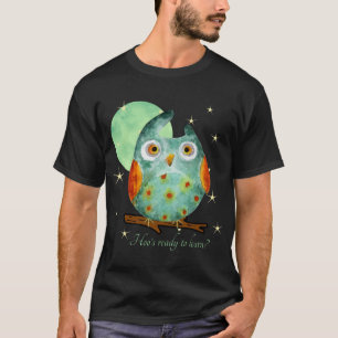Grillige Uil Waterverf Stijl Naam School Op Achter T-shirt