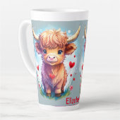 grillige Valentijn Highland Koe, Latte Mok (Linkerhoek)