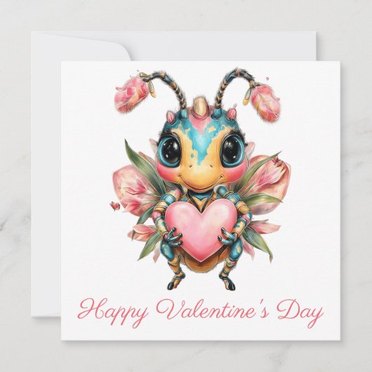 Grillige Valentijnsdag Bug Hart Kaart (Voorkant)