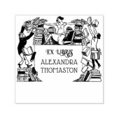 Grillige Vallende Boeken Ex Libris Bibliotheeknaam Zelfinktende Stempel (Design)
