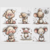 Grillige Varken en Muis in de Lente Tissuepapier (Voorkant)