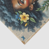 grillige veercollage | Blauwe Tropische Kunst Tissuepapier (Detail)