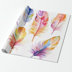 grillige veren collage cadeaupapier