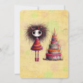 grillige verjaardag meisje overdone taart kaart (Achterkant)