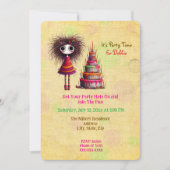 grillige verjaardag meisje overdone taart kaart (Voorkant)