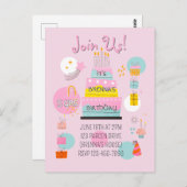 Grillige verjaardagsuitnodiging voor kinderen briefkaart (Voorkant / Achterkant)