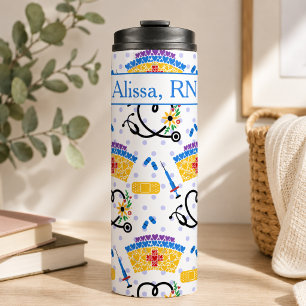 Grillige verpleegkundige monogram thermosbeker