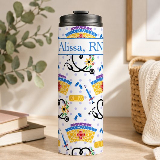 Grillige verpleegkundige monogram thermosbeker