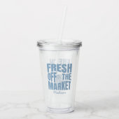 Grillige verse van de markt blauwe bruidsdouche acryl drinkbeker (Achterkant)