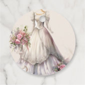 Grillige Victoriaanse Trouwjurk Bruidsdouche Bedankjes Labels (Achterkant)