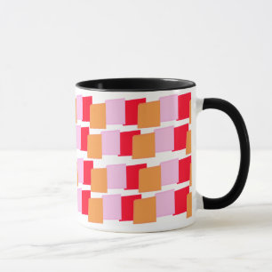 Grillige Vierkanten Rood Oranje Roze Mok