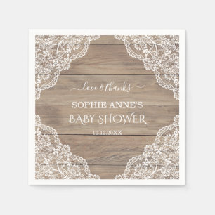 Grillige vintage kant Oude schuur baby shower favo Servet