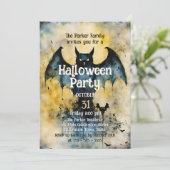 Grillige Vintage Vleermuis Gotische Halloween Fees Kaart (Staand voorkant)