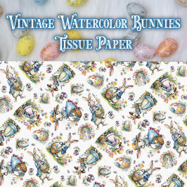 Grillige Vintage Waterverf Paashaas Patroon Tissuepapier
