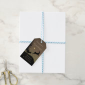 Grillige Vliegende Rendier Silhouet Cadeaulabel (Met Touw)