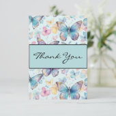 grillige vlinder bruiloft bedankkaart (Staand voorkant)