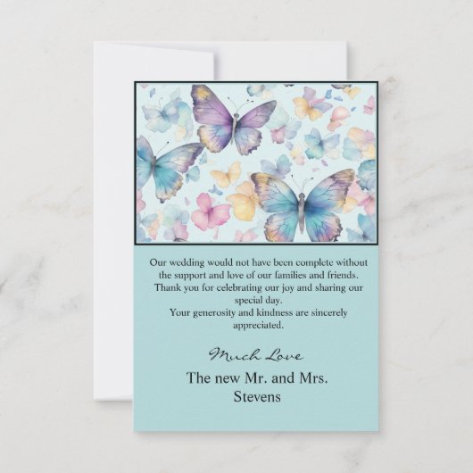 grillige vlinder bruiloft bedankkaart (Achterkant)