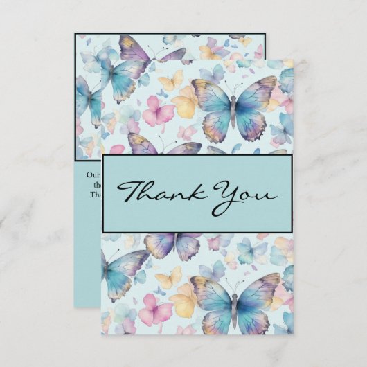 grillige vlinder bruiloft bedankkaart (Voorkant / Achterkant)