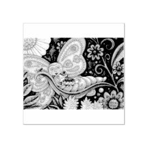 GRILLIGE VLINDER CHOCOLADEERT RUBBER STEMPEL