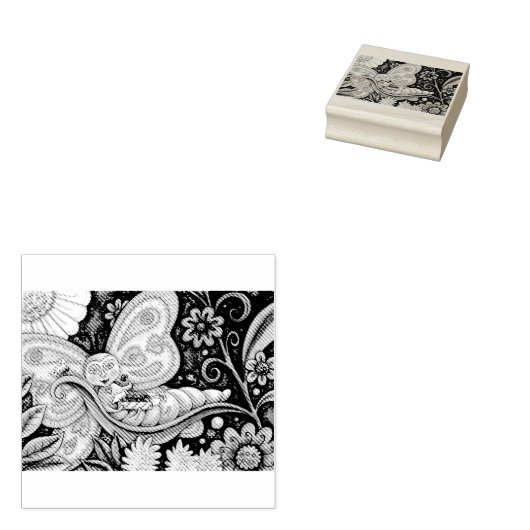 GRILLIGE VLINDER CHOCOLADEERT RUBBER STEMPEL (Gestempeld)