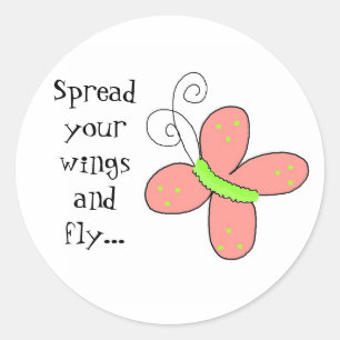 Grillige Vlinder met Spreuk Ronde Sticker