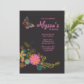 Grillige Vlinder Uitnodiging (Staand voorkant)