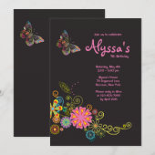 Grillige Vlinder Uitnodiging (Voorkant / Achterkant)