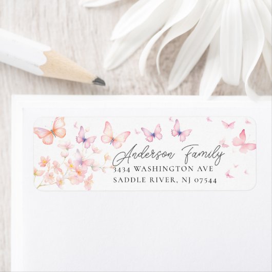 grillige vlinders retourneren adreslabel etiket (Insitu)