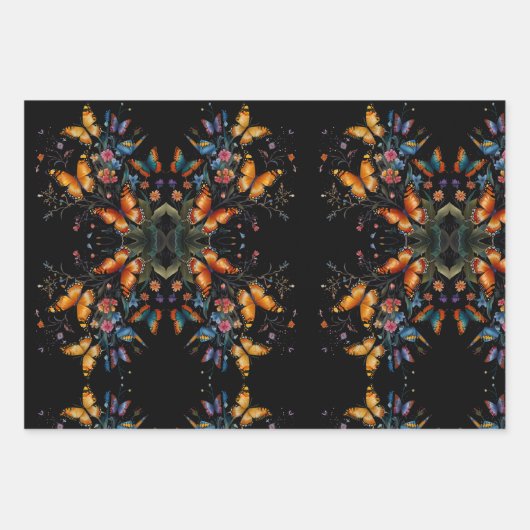 grillige vlindertuin inpakpapier vel (Voorkant 3)