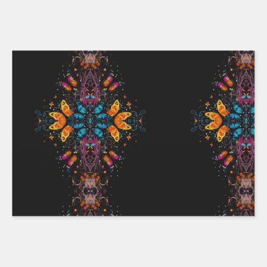 grillige vlindertuin inpakpapier vel (Voorkant)