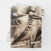 grillige vogel sculpturen decoupage inpakpapier vel (In situ)