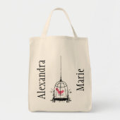 grillige vogelkooi herbruikbare biologische boodsc tote bag (Voorkant)