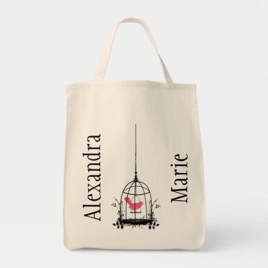 grillige vogelkooi herbruikbare biologische boodsc tote bag (Voorkant)
