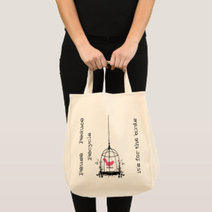 grillige vogelkooi herbruikbare biologische boodsc tote bag