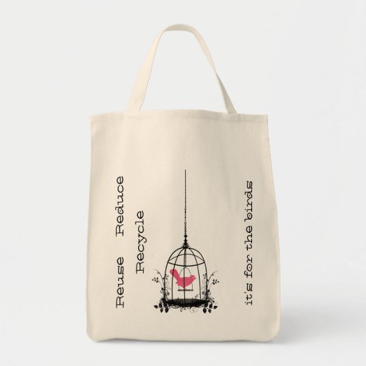 grillige vogelkooi herbruikbare biologische boodsc tote bag (Voorkant)