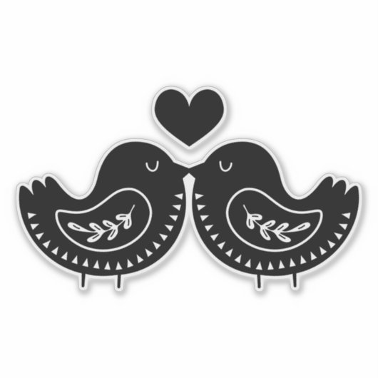 Grillige Vogels en Hart Sticker (Voorkant)