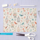 Grillige Vogels in Blauw en Oranje  Tissuepapier (Craft)