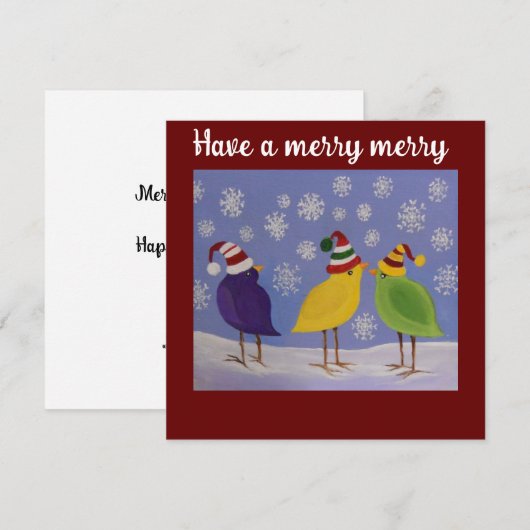 Grillige vogels/platte vakantiekaart feestdagenkaart (Voorkant / Achterkant)