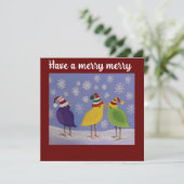 Grillige vogels/platte vakantiekaart feestdagenkaart (Staand voorkant)