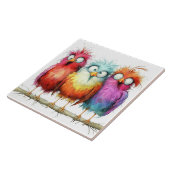 Grillige vogels tegeltje (Zijkant)